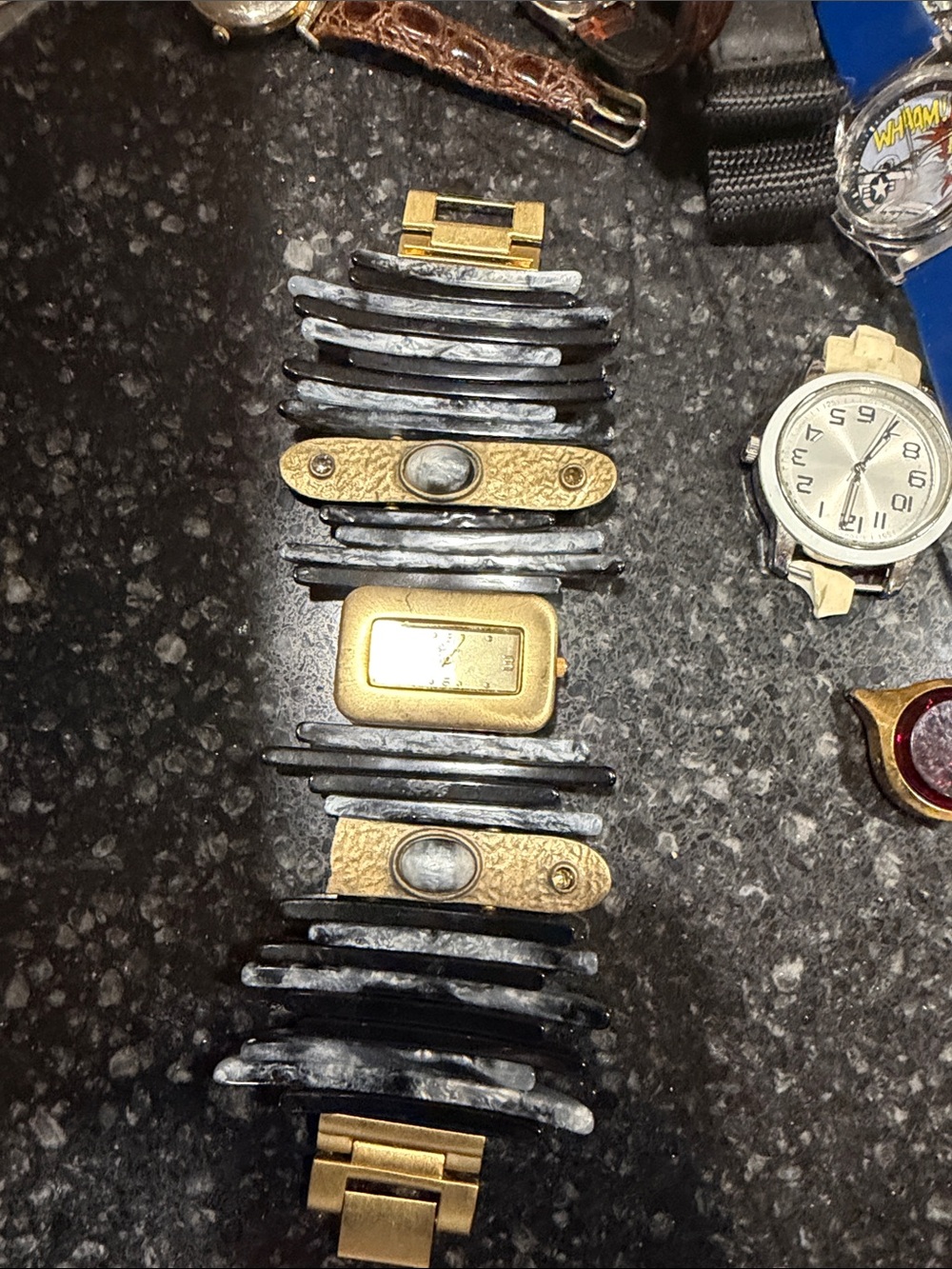Geneva Gold and Black Women's Bracelet Watch